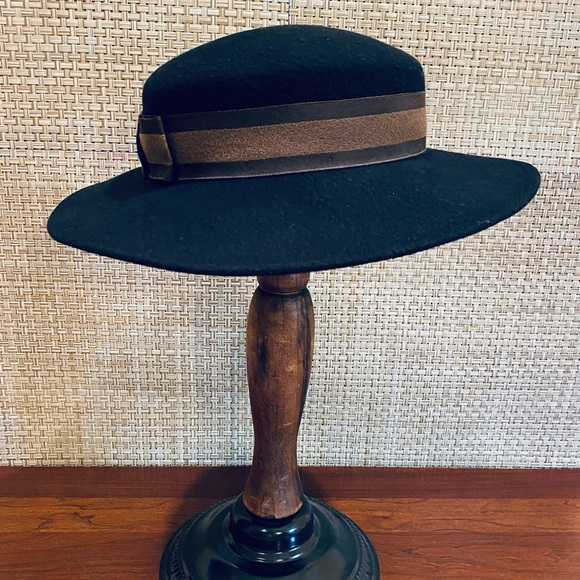 🌟HP🌟ANTQ 1920s Black Wool Wide Brim Hat - Picture 3 of 11